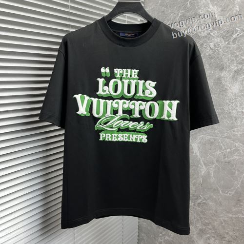 半袖Tシャツ 2色可選 日本人気スーパーコピーブランド 半袖tシャツ 配いろ 涼しい 2024品質保証 ルイ ヴィトン LOUIS VUITTON 首胸ロゴ 