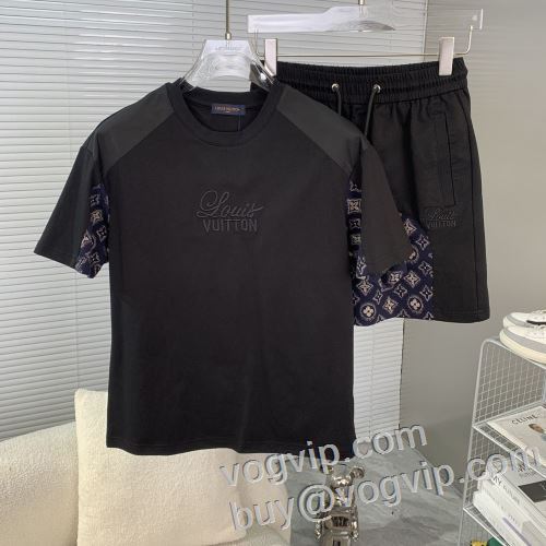 希少価値大！ 半袖Tシャツ 上下セット 2色可選 ルイ ヴィトンコピーブランド LOUIS VUITTON 2024春夏季新作 使い勝手抜群