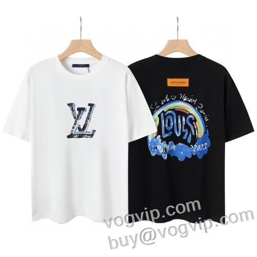 2024人気定番爆買い ルイ ヴィトン LOUIS VUITTON ブランドスーパーコピー 耐久性に優れ 半袖Tシャツ 縦には伸びにくい 2色可選