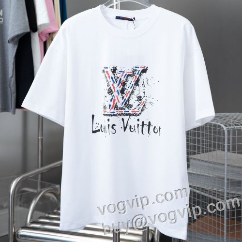 2024春夏 半袖Tシャツ 大絶賛！ルイ ヴィトンブランド 偽物 通販 LOUIS VUITTON 乾きやすい 2色可選