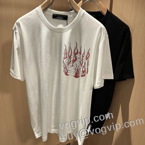 吸汗性に優れ 半袖Tシャツ 耐久性のある ブランド服 コピー フィリッププレイン PHILIPP PLEIN 2024春夏新作 2色可選