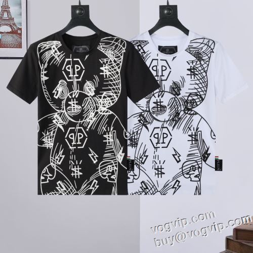 海外セレブ定番愛用 半袖Tシャツ フィリッププレイン ブランド 偽物 通販 2024品質保証安い しわになりにくい 2色可選