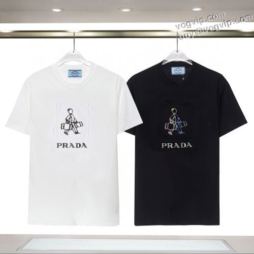 PRADAコピー 半袖Tシャツ 柔らかい手触り 2024春夏 着心地満点 プラダ 2色可選 存在感のある