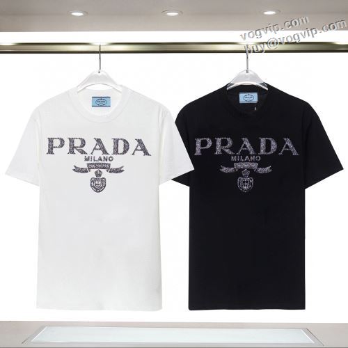 ランキング商品 PRADAブランドスーパーコピー 2024春夏季超人気 プラダ 半袖Tシャツ 縦には伸びにくい 2色可選