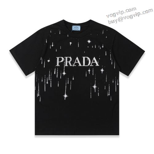 PRADA 半袖Tシャツ 【人気ブログ掲載】 2024最新入荷 プラダ偽物ブランド 2色可選 吸汗性に優れ