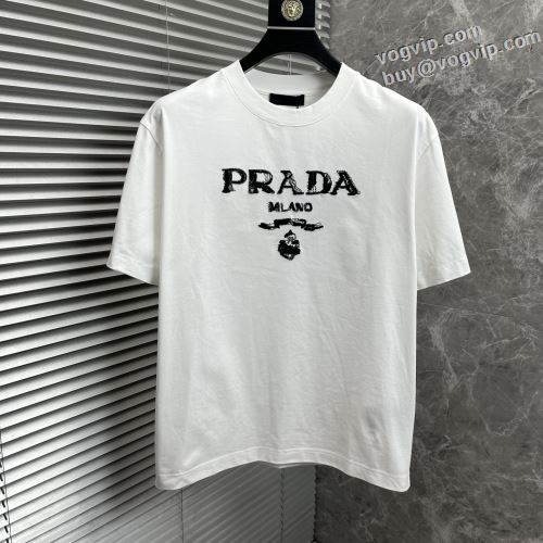 2024新款 高級感ある スーパーコピー信用できるサイト プラダ PRADA 半袖Tシャツ 2色可選 天然が柔らかくて