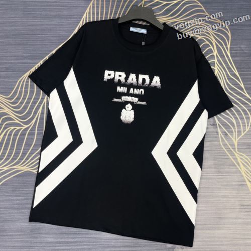 お洒落に魅せる 半袖Tシャツスーパーコピー 2024お得新品 プラダ PRADA 2色可選 ロゴをカッチリさせることで