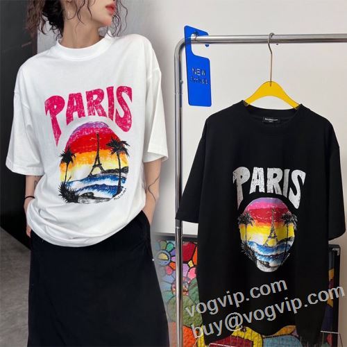 2024春夏新作 BALENCIAGA レディース 半袖Tシャツ 2色可選 バレンシアガブランドスーパーコピー 個性的なデザ