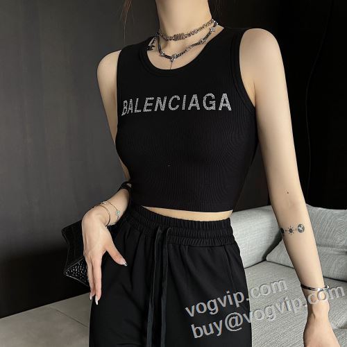 上品上質 レディース タンクトップ 2024春夏 バレンシアガ BALENCIAGAコピー ブランド 2色可選 着痩せ 薄手 おしゃれ カジュアル シンプル 春コーデ