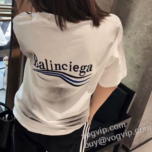 スタイリッシュな印象 2024最新入荷 バレンシアガ BALENCIAGA ブランドコピー専門店 レディース 半袖Tシャツ 快適 無地 薄手 涼しい 3色可選