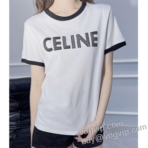 レディース お買い得品 半袖Tシャツ スーパーコピー n級品 2024春夏新作 セリーヌ CELINE 2色可選 半袖Tシャツ おしゃれ 春 夏 秋 スポーツ