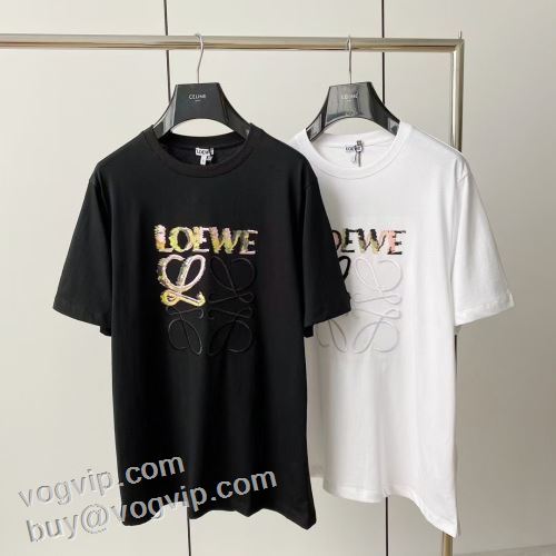 ロエベ LOEWE 偽物口コミ最高級スーパーコピー 2024夏季 半袖Tシャツ レディース 2色可選 機能性?耐久性抜群