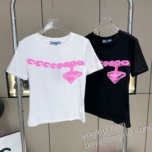 大人っぼい ブランドスーパーコピー 激安専門店 2024最新入荷 プラダ PRADA レディース 半袖Tシャツ 2色可選