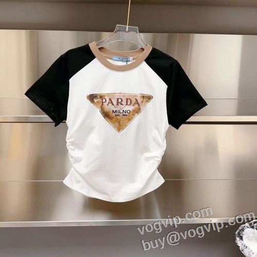 レディース 半袖Tシャツ デザイン性の高い ブランドコピー 2024春夏季新作 プラダ PRADA Tシャツ メンズ 半袖 半袖Tシャツ