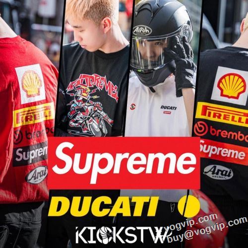 这ずっと人気? SUPREME X DUCATI LOGO TEE 2024 半袖Tシャツ 優しいフィット感 シュプリームスーパーコピー