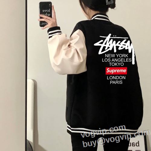 2024春夏 ◆モデル愛用◆ シュプリームスーパーコピー カジュアル おしゃれ 春秋冬服 Stussy x Supreme ブルゾン 適度な厚み 2色可選