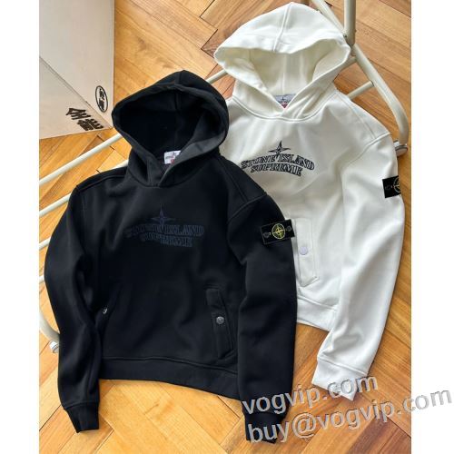 最安値！ Supreme x STONE ISLAND Stripe Hooded Sweatshirt パーカー 2色可選 暖かい おしゃれ 大人 着痩せ 上品 新品 2024春夏新作 シュプリーム偽物ブランド