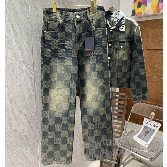 2024数量限定新品 ルイ ヴィトン コピー ブランド コート 春アウター 無地 防風 防寒着 デニムジャケット 上下セット