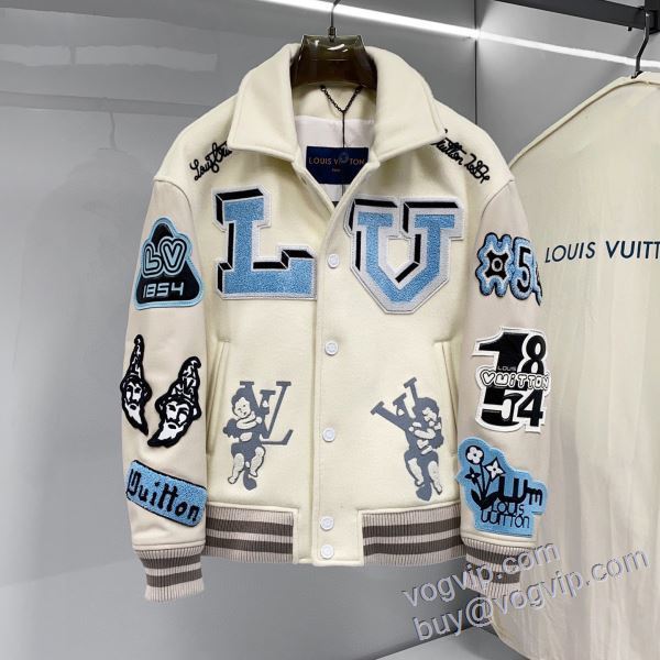 厚手 ルイ ヴィトン 2024好評品 ブルゾン 野球ウェア レザーコート LOUIS VUITTONコピー ブランド 長く愛用できる