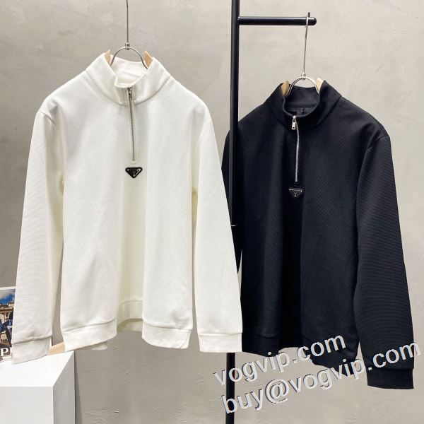 ブルゾン 程よい厚み ブランド服 コピー プラダ PRADA 2024爆発的通販 プルオーバーパーカー 2色可選 耐久性のある