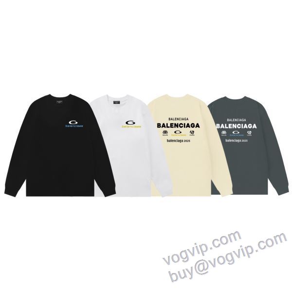 セレブ愛用の超人気商品 バレンシアガ BALENCIAGAコピー CTSBAL014 2025品質保証高品質 長袖Tシャツ 4色可選