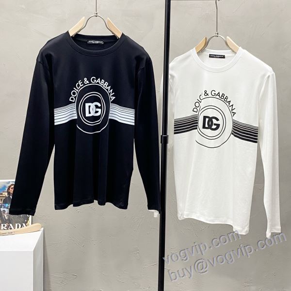 海外セレブ愛用 ドルチェ＆ガッバーナ Dolce&Gabbanaスーパーコピー CTSDG013 2025新品本物 長袖Tシャツ 2色可選