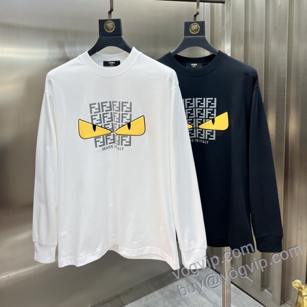 デザイン性の高い フェンディ FENDI 最高N級ブランドコピー CTSFEN012 2025お買い得高品質 長袖Tシャツ 2色可選