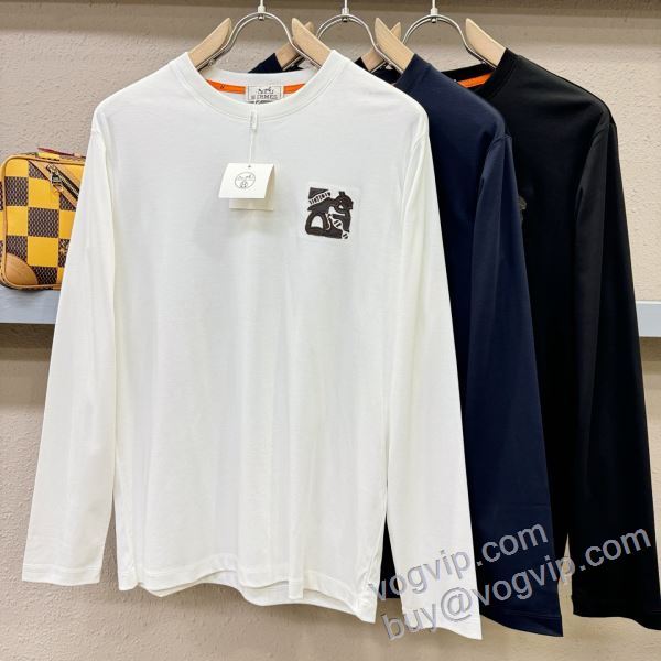 人気 ランキング エルメス スーパーコピー CTSHE002 2025人気セール高品質 長袖Tシャツ 3色可選
