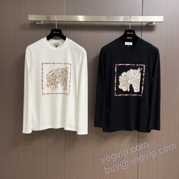 落ち着いた感覚 エルメス ブランド 偽物 通販 CTSHE005 2025数量限定新品 長袖Tシャツ 2色可選