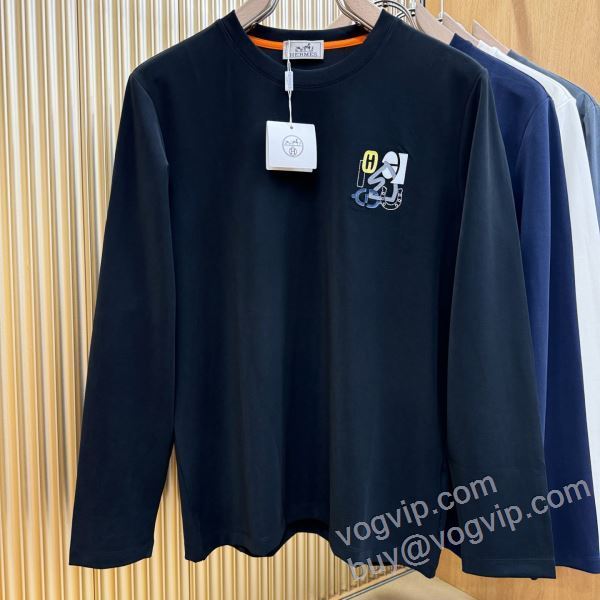 スタイリッシュな印象 エルメス ブランドコピー CTSHE011 2025最安値セール 長袖Tシャツ 4色可選