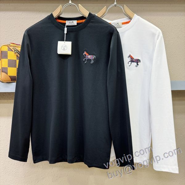 HERMESブランドコピー デザイン性の高い CTSHE012 長袖Tシャツ 2色可選 2025最安値セール エルメス