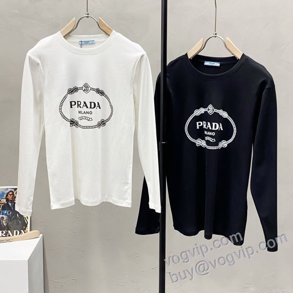 2025人気セール高品質 プラダ ブランド 偽物 通販 CTSPR005 長袖Tシャツ 2色可選 超目玉