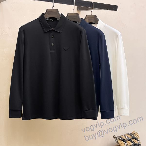 超限定即完売 プラダ PRADAブランドコピー CTSPR012 長袖ポロシャツ 3色可選 2025数量限定最新作