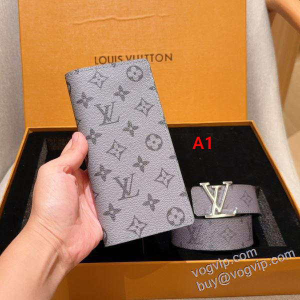 モデル大絶賛? ルイ ヴィトン LOUIS VUITTONブランドコピー NQBLV022 2025高級品 通販 クリップウォレット + ベルト 3色可選