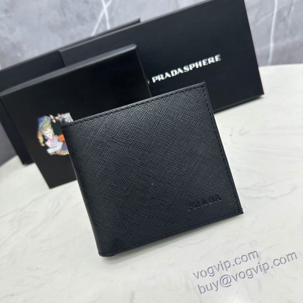 落ち着いた質感 プラダ PRADAスーパーコピー 激安 NQBPR017 二つ折り財布 クリップウォレット 2025割引セール