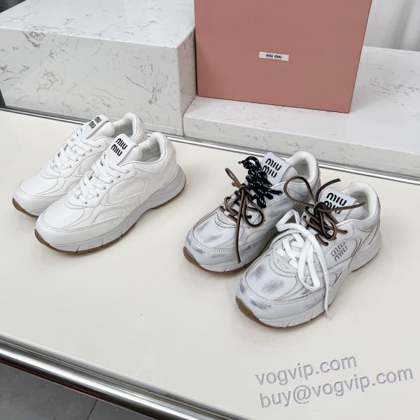 カジュアルシューズ スニーカー 2025高級品 通販 ミュウミュウ MIUMIUコピーブランド NXMIU040 2色可選
