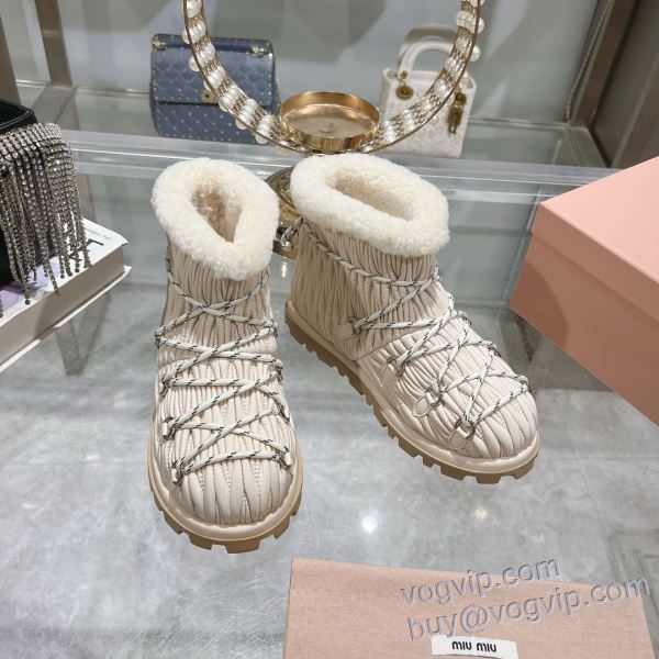 スノーブーツ スキーブーツ 2025驚きの破格値大人気 ミュウミュウ MIUMIUブランドコピー NXMIU044 2色可選