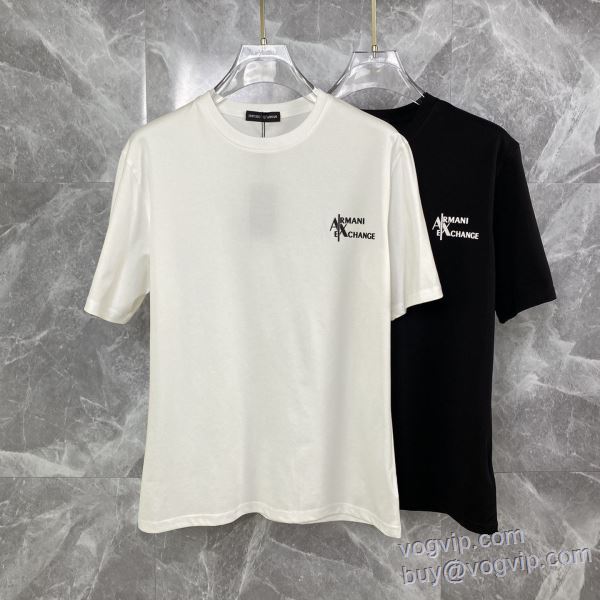 海外セレブ愛用 半袖Tシャツ アルマーニ ARMANIコピーブランド 2025割引セール 2色可選