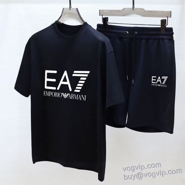 半袖Tシャツ 上下セット 上品な輝きを放つ形 アルマーニ ARMANIブランドコピー 2025超激得新作 2色可選