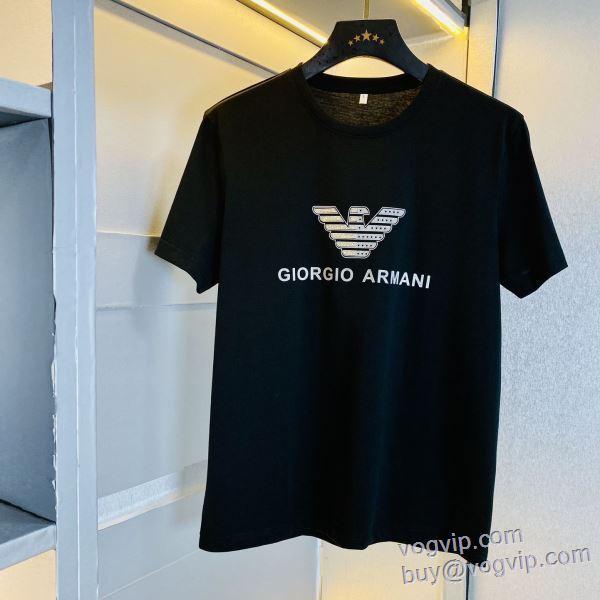 2025爆買い品質保証 アルマーニ ARMANI 半袖Tシャツ スタイリッシュな印象 3色可選 ブランドスーパーコピー 激安専門店