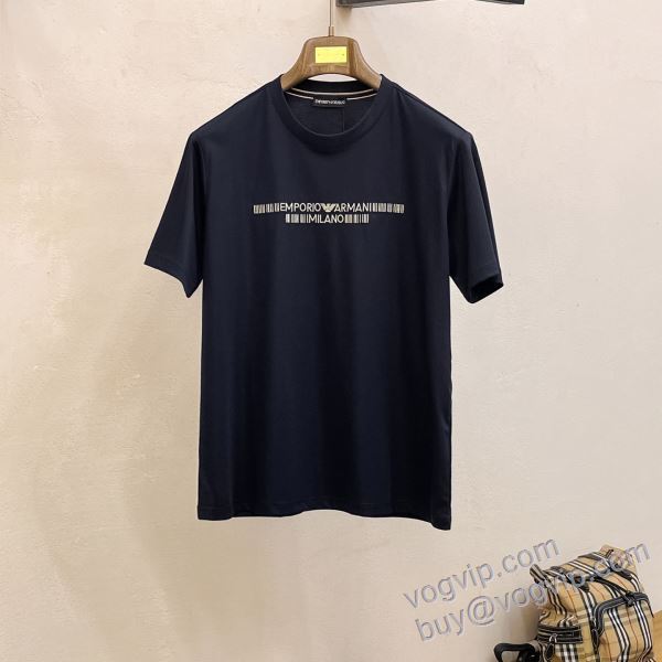 ショートパンツ 確定となる上品 アルマーニ 偽物ブランド NXZAR055 半袖Tシャツ 2色可選 2025春夏季超人気