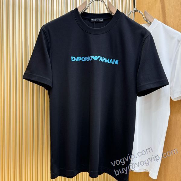 セレブ愛用の超人気商品 ARMANIブランドコピー NXZAR059 半袖Tシャツ 2025HOT大人気 アルマーニ 2色可選
