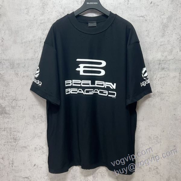 上品な輝きを放つ形 バレンシアガ BALENCIAGAブランドコピー NXZBAL112 2025お買い得高品質 半袖Tシャツ 2色可選
