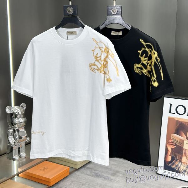 希少 バーバリー BURBERRY ブランド 偽物 通販 半袖Tシャツ 2色可選 2025100％本物保証