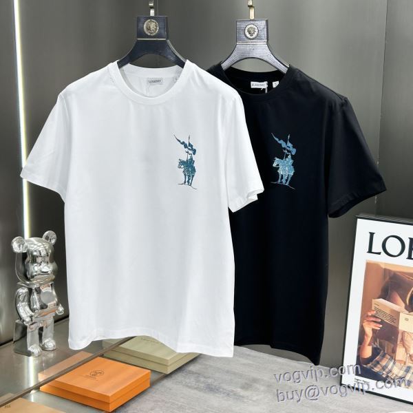 一味違うケーブル編みが魅力満点 バーバリー ブランド 偽物 通販 半袖Tシャツ 2色可選 2025激安大特集