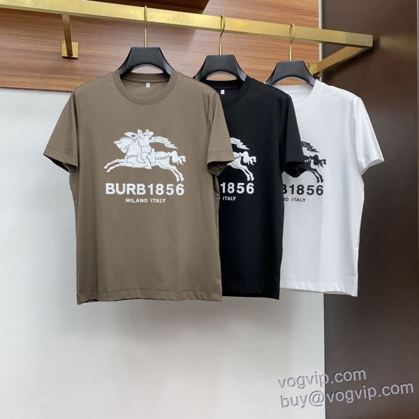 バーバリー スタイルアップ効果 BURBERRY ブランドコピー 半袖Tシャツ 3色可選 2025品質保証安い