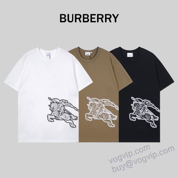 スタイリッシュな印象 バーバリー コピー ブランド NXZBU249 2025限定セール新品 半袖Tシャツ 3色可選