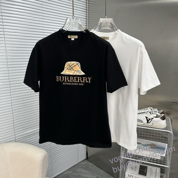 肌触りの気持ちい? バーバリー 偽物ブランド NXZBU289 半袖Tシャツ 2色可選 2025人気定番品質保証
