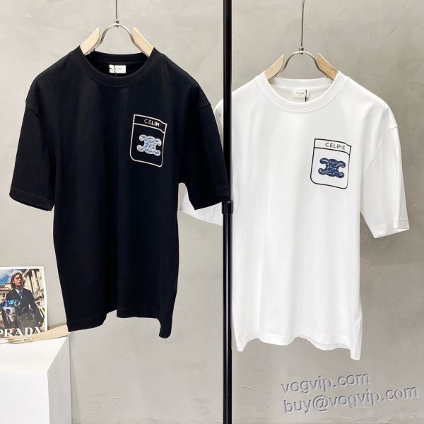 スタイリッシュな印象 半袖Tシャツ セリーヌ CELINE スーパーコピー 2025驚きの破格値安い 2色可選