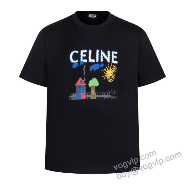2025春夏新作 セリーヌ コピー ブランド NXZCEL033 お洒落に魅せる 半袖Tシャツ 3色可選